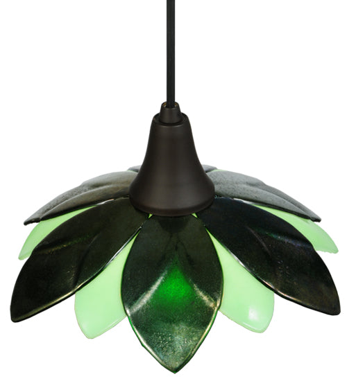 Meyda Lighting Metro Fusion 11" Oil Rubbed Bronze Bodnant Mini Pendant Light With Green and Mint Green Shade Glass