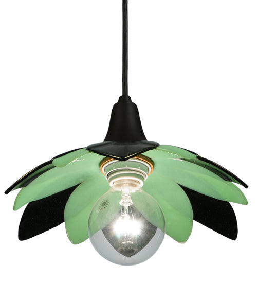 Meyda Lighting Metro Fusion 11" Oil Rubbed Bronze Bodnant Mini Pendant Light With Green and Mint Green Shade Glass