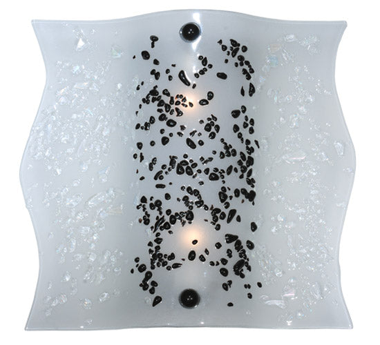 Meyda Lighting Metro Fusion 12" 2-Light Gray Wall Sconce With White Ice Age Shade Glass
