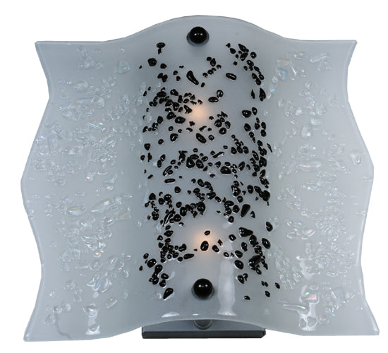 Meyda Lighting Metro Fusion 12" 2-Light Gray Wall Sconce With White Ice Age Shade Glass