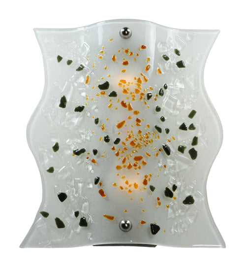 Meyda Lighting Metro Fusion 12" 2-Light Silver Ice Age Wall Sconce With White Shade Glass