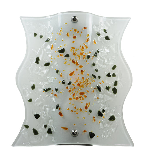 Meyda Lighting Metro Fusion 12" 2-Light Silver Ice Age Wall Sconce With White Shade Glass