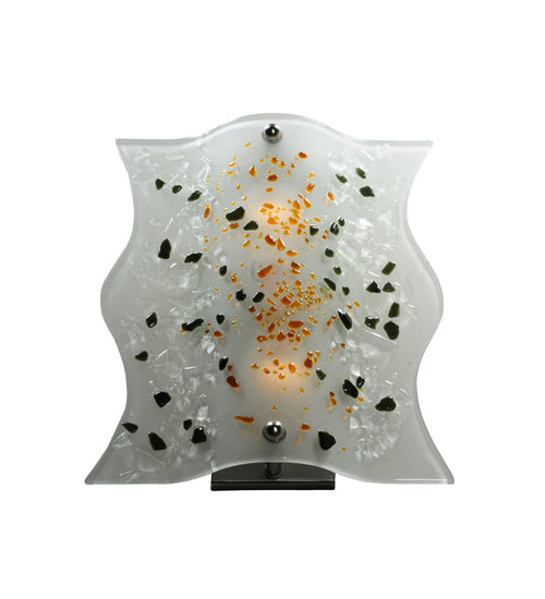 Meyda Lighting Metro Fusion 12" 2-Light Silver Ice Age Wall Sconce With White Shade Glass