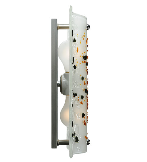 Meyda Lighting Metro Fusion 12" 2-Light Silver Ice Age Wall Sconce With White Shade Glass