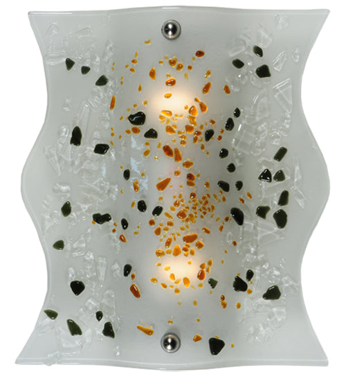 Meyda Lighting Metro Fusion 12" 2-Light Silver Ice Age Wall Sconce With White Shade Glass