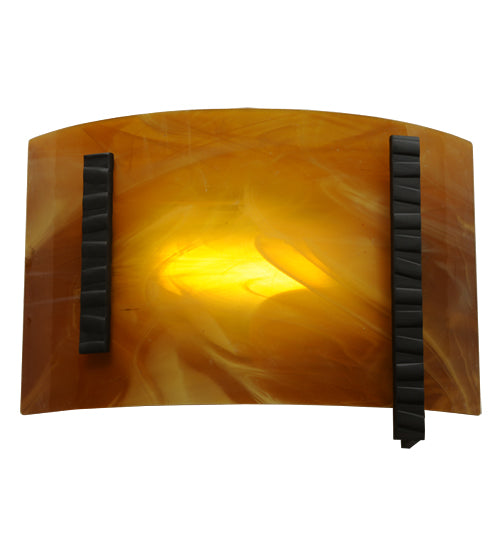 Meyda Lighting Metro Fusion 12" LED Oil Rubbed Bronze Park City Wall Sconce With Honey Amber Shade Glass