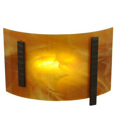 Meyda Lighting Metro Fusion 12" LED Oil Rubbed Bronze Park City Wall Sconce With Honey Amber Shade Glass