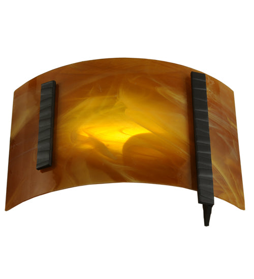 Meyda Lighting Metro Fusion 12" LED Oil Rubbed Bronze Park City Wall Sconce With Honey Amber Shade Glass