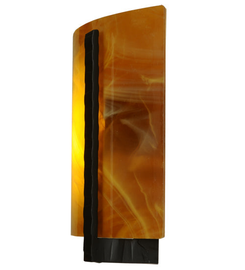 Meyda Lighting Metro Fusion 12" LED Oil Rubbed Bronze Park City Wall Sconce With Honey Amber Shade Glass