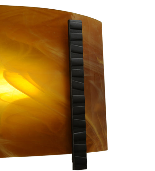 Meyda Lighting Metro Fusion 12" LED Oil Rubbed Bronze Park City Wall Sconce With Honey Amber Shade Glass