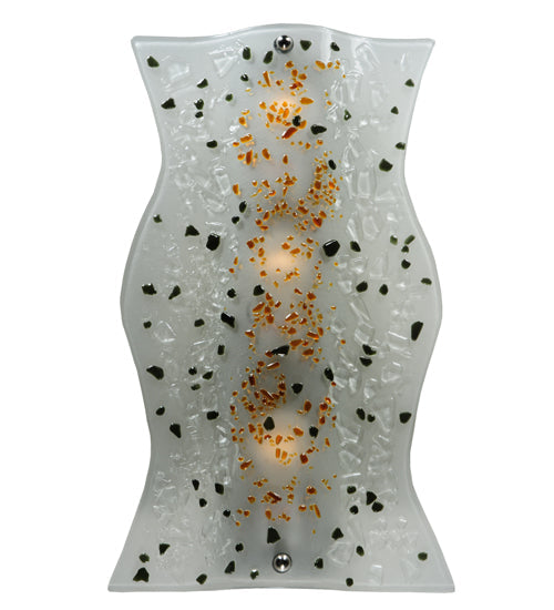 Meyda Lighting Metro Fusion 12" Silver Ice Age Wall Sconce With White Shade Glass