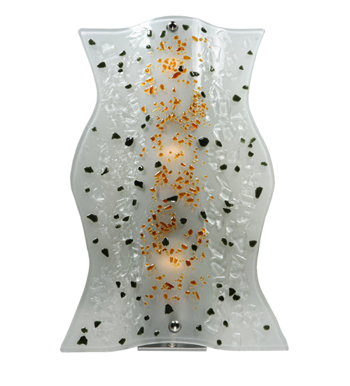 Meyda Lighting Metro Fusion 12" Silver Ice Age Wall Sconce With White Shade Glass