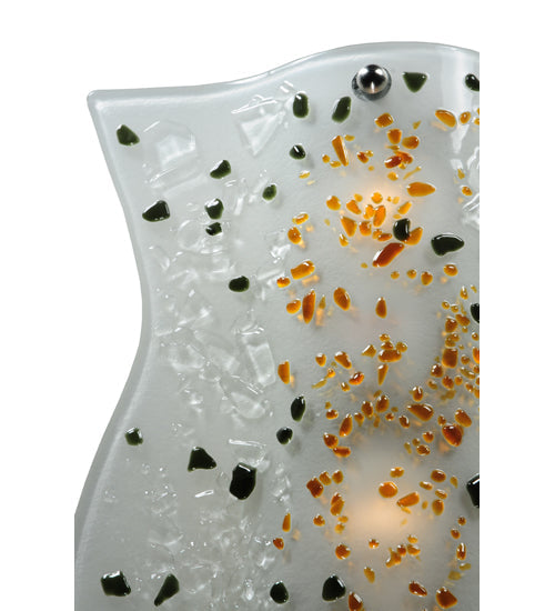 Meyda Lighting Metro Fusion 12" Silver Ice Age Wall Sconce With White Shade Glass
