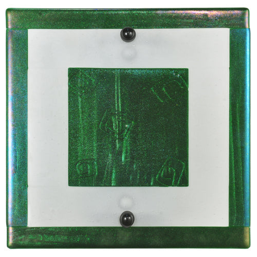 Meyda Lighting Metro Fusion 12" Silver Wall Sconce With Aventurine Green Iridescent Shade Glass