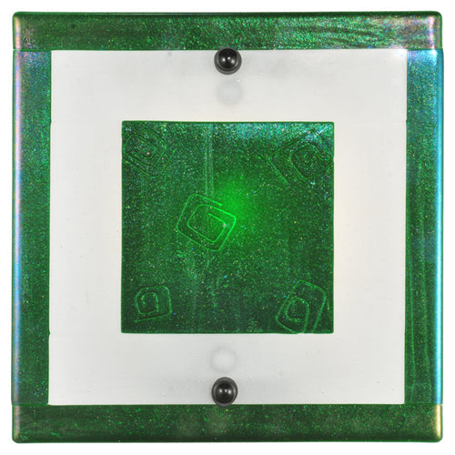 Meyda Lighting Metro Fusion 12" Silver Wall Sconce With Aventurine Green Iridescent Shade Glass