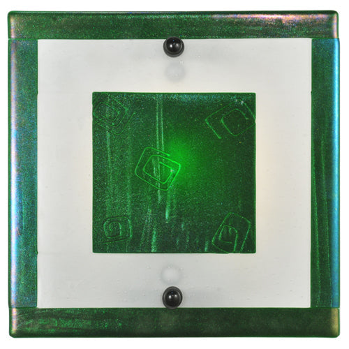 Meyda Lighting Metro Fusion 12" Silver Wall Sconce With Aventurine Green Iridescent Shade Glass