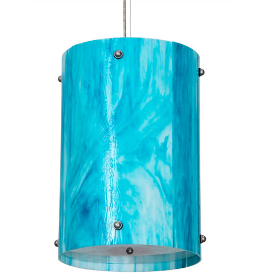 Meyda Lighting Metro Fusion 13" 4-Light Nickel Powdercoat Sacramento Pendant Light With Deep Aqua Opalescent Art Shade Glass