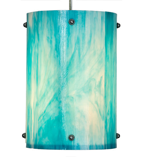 Meyda Lighting Metro Fusion 13" 4-Light Nickel Powdercoat Sacramento Pendant Light With Deep Aqua Opalescent Art Shade Glass