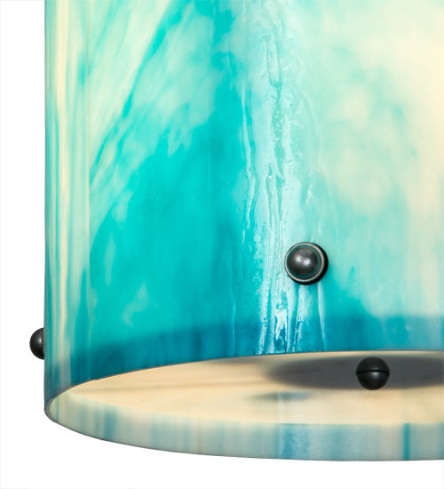Meyda Lighting Metro Fusion 13" 4-Light Nickel Powdercoat Sacramento Pendant Light With Deep Aqua Opalescent Art Shade Glass