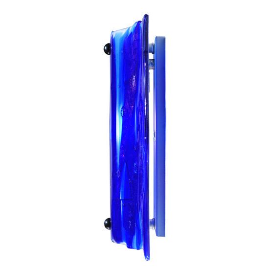 Meyda Lighting Metro Fusion 13 Wall Sconce With Blue Glass Panel Shade Glass