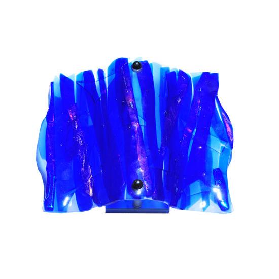Meyda Lighting Metro Fusion 13 Wall Sconce With Blue Glass Panel Shade Glass
