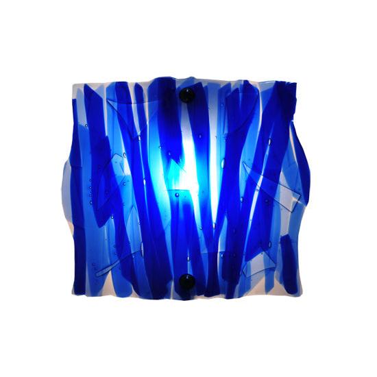 Meyda Lighting Metro Fusion 13 Wall Sconce With Blue Glass Panel Shade Glass