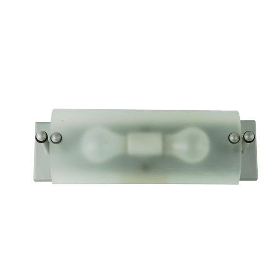 Meyda Lighting Metro Fusion 14" 2-Light Nickel Half Cylinder Wall Sconce With Clear Shade Glass