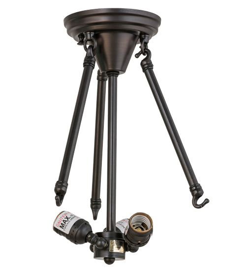 Meyda Lighting Metro Fusion 14" 3-Light Craftsman Brown Davis Semi-flush Mount Light With Multi-Colored Shade Glass