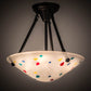 Meyda Lighting Metro Fusion 14" 3-Light Craftsman Brown Davis Semi-flush Mount Light With Multi-Colored Shade Glass