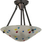 Meyda Lighting Metro Fusion 14" 3-Light Craftsman Brown Davis Semi-flush Mount Light With Multi-Colored Shade Glass