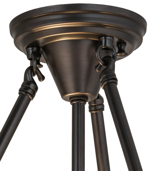 Meyda Lighting Metro Fusion 14" 3-Light Craftsman Brown Davis Semi-flush Mount Light With Multi-Colored Shade Glass