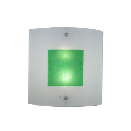Meyda Lighting Metro Fusion 15" 2-Light Wings Wall Sconce With Frost and Green Shade Glass