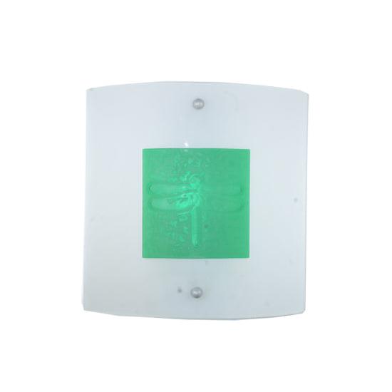 Meyda Lighting Metro Fusion 15" 2-Light Wings Wall Sconce With Frost and Green Shade Glass