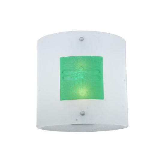 Meyda Lighting Metro Fusion 15" 2-Light Wings Wall Sconce With Frost and Green Shade Glass