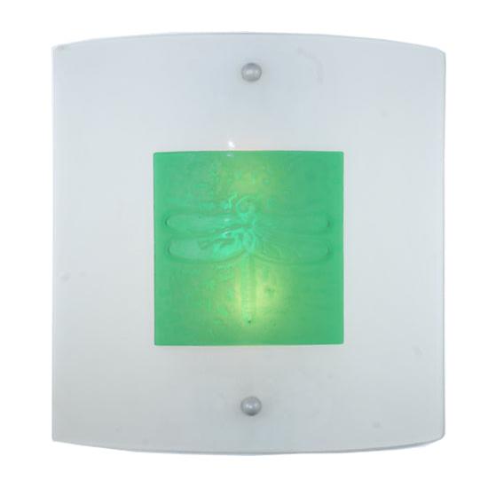 Meyda Lighting Metro Fusion 15" 2-Light Wings Wall Sconce With Frost and Green Shade Glass