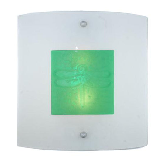 Meyda Lighting Metro Fusion 15" 2-Light Wings Wall Sconce With Frost and Green Shade Glass