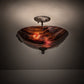 Meyda Lighting Metro Fusion 16" 2-Light Coffee Bean Rootbeer Cathedral Ripple Semi-flush Mount Light With Brown & Red Shade Glass