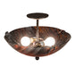 Meyda Lighting Metro Fusion 16" 2-Light Coffee Bean Rootbeer Cathedral Ripple Semi-flush Mount Light With Brown & Red Shade Glass