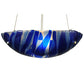 Meyda Lighting Metro Fusion 16" 3-Light Brass Nickel Inverted Pendant Light With Blue Shade Glass