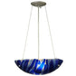 Meyda Lighting Metro Fusion 16" 3-Light Brass Nickel Inverted Pendant Light With Blue Shade Glass