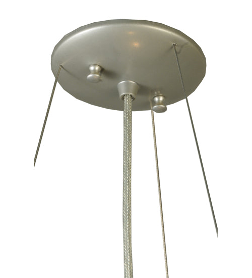 Meyda Lighting Metro Fusion 16" 3-Light Brass Nickel Inverted Pendant Light With Blue Shade Glass