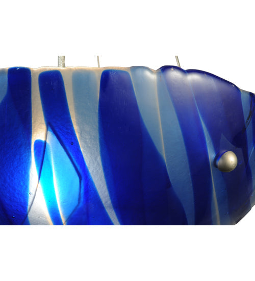 Meyda Lighting Metro Fusion 16" 3-Light Brass Nickel Inverted Pendant Light With Blue Shade Glass