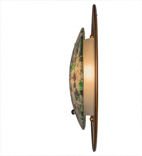 Meyda Lighting Metro Fusion 17" Transparent Copper & Brushed Nickel Wall Sconce With Multi-Colored Shade Glass