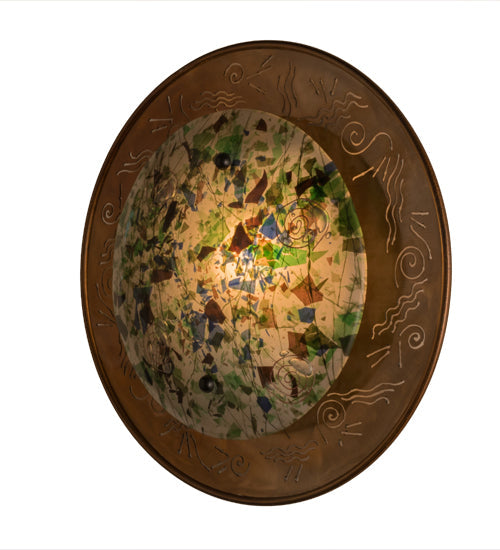 Meyda Lighting Metro Fusion 17" Transparent Copper & Brushed Nickel Wall Sconce With Multi-Colored Shade Glass