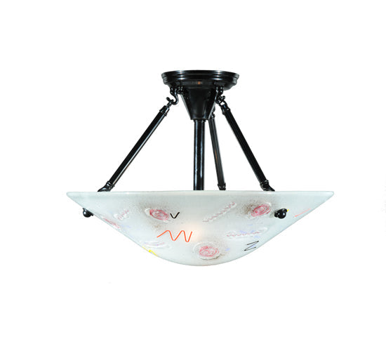 Meyda Lighting Metro Fusion 18" 2-Light Black Super Nova Semi-flush Mount Ceiling Light With Clear White Shade Glass