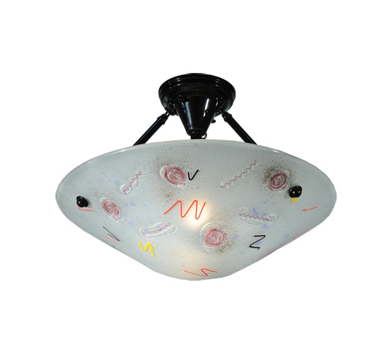 Meyda Lighting Metro Fusion 18" 2-Light Black Super Nova Semi-flush Mount Ceiling Light With Clear White Shade Glass