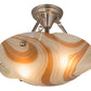 Meyda Lighting Metro Fusion 18" 2-Light Brushed Nickel Cognac Swirl Semi-flush Mount With Beige & Brown Shade Glass