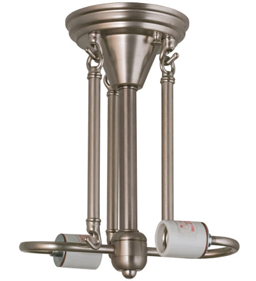 Meyda Lighting Metro Fusion 18" 2-Light Brushed Nickel Cognac Swirl Semi-flush Mount With Beige & Brown Shade Glass