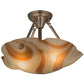 Meyda Lighting Metro Fusion 18" 2-Light Brushed Nickel Cognac Swirl Semi-flush Mount With Beige & Brown Shade Glass