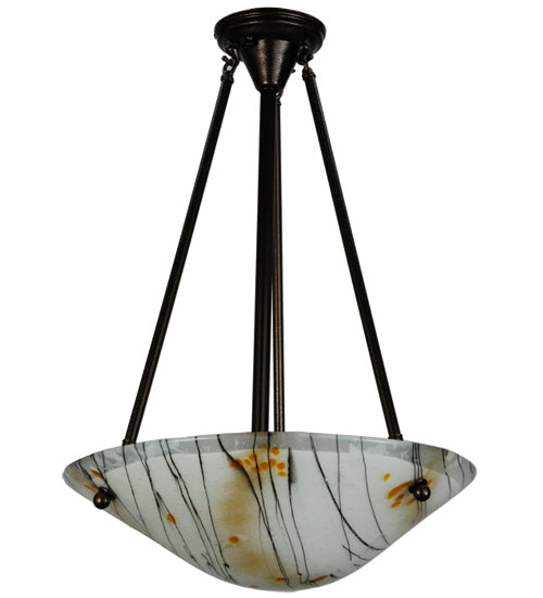 Meyda Lighting Metro Fusion 18" 2-Light Copper Vein Ramoscelli Inverted Pendant Light With White Copper Vein Powdercoat Shade Glass